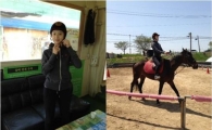박수진 승마 연습 인증샷, '칼과꽃' 작품 위해 구슬땀