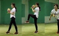 김지민 시구 연습, 미모에 야구 실력까지 '완벽'