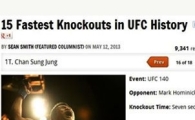 UFC 가장 빠른 KO승 "코리안 좀비 정찬성 1위"