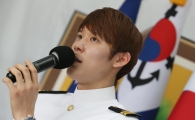 [포토] 해군 홍보대사 된 소감 밝히는 마린보이 박태환