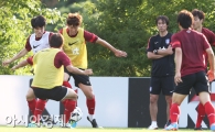 [포토] 홍명보 감독 '유럽파 기량 점검 중'