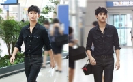 김수현 공항패션, '청청 패션'으로 우월한 비율 자랑 