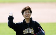 [포토] 한국 시리즈 3차전 시구하는 박근혜 대통령