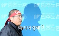 [포토]긴장감 도는 표정으로 퇴장하는 김명환 위원장