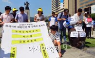 [포토]'댐 정책 사업 반대!', 퍼포먼스 선보이는 시민사회단체 회원들