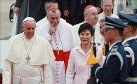 [포토]박근혜 대통령과 나란히 걷는 프란치스코 교황