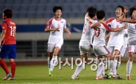 [포토]북한 여자 축구대표팀,'가자! 금빛 메달을 향해'