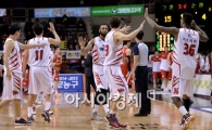 [포토]하이파이브하는 오리온스, '초반부터 점수 벌리는거야!'
