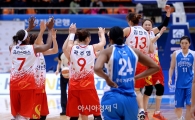[포토]환호하는 신한은행, '우리은행 연승을 막아냈어!'