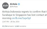 실종된 에어아시아 여객기 "해저에 가라앉았을 것으로 추정"