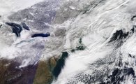 미 대륙 눈폭풍…ISS에서 촬영한 눈 구름대