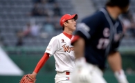 [포토]김광현, '오재원에 선취 2타점 허용'