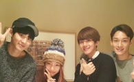 '황신혜 딸' 이진이, 엑소 찬열·백현·첸과 '다정' 인증샷