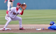 [포토]도루 수비하는 KIA 강한울