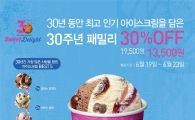 배스킨라빈스, ‘30주년 패밀리 30%할인’ 프로모션 진행