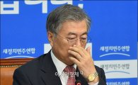 [포토]입 막은 문재인 대표