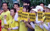 [포토]'새월호 선체인양 촉구' 요구하는 4.16연대 회원들
