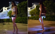 [포토] 속이 훤히 비추는 치마입고 거리 활보한 '中 몸짱녀"