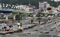 [포토]장흥 탐진강에서 무더위 식히는 여고생들 