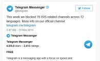 텔레그램, IS 공식 채널 차단…"정치적 검열은 별개"