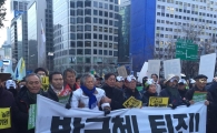 [2차 민중총궐기]집회참가자 행진…경찰과 충돌 없어