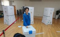 [포토]김수영 양천구청장, 신정6동주민센터서 사전투표 