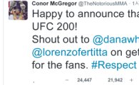 코너 맥그리거, SNS 발표 “UFC 200 출전한다” 