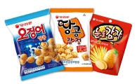 오리온, '오징어땅콩·땅콩강정·눈을감자' 국내 생산 재개