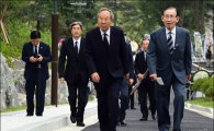 [포토]박관용, 김영삼 전 대통령 묘비 제막식 참석