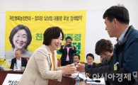 [포토]친환경 농업관련 시민단체와 인사 나누는 심상정