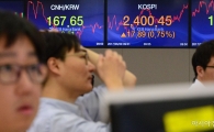 [포토]코스피 출범 34년 만에 2,400 돌파