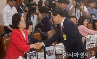 [포토]자유한국당 의원들과 인사하는 김상곤 후보자