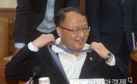 [포토]넥타이 푸는 한승희 국세청장