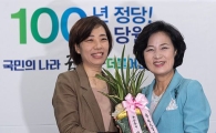 [포토]이낙연 총리에게 축하 난 받는 추미애 대표