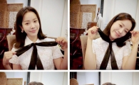 '장수상회' 한지민, 옷에 달린 왕리본과 찰칵…일상이 '귀요미'