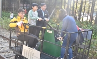 [포토]김성환 노원구청장, 화랑대 레일핸드카 체험 