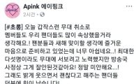 ‘에이핑크’ 초롱 “‘2017 MBC 가요대제전’ 출연 취소…정말 미안”