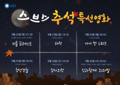 SBS, 추석영화 라인업 공개…‘리틀 포레스트’부터 ‘신과함께’까지