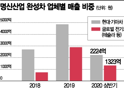 명신산업, 테슬라로 '훨훨'… 보호예수 해결 때 안정