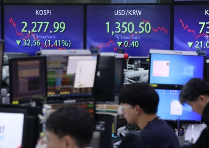외국인·기관 매도에 코스피 하락… 이차전지株 급락 영향