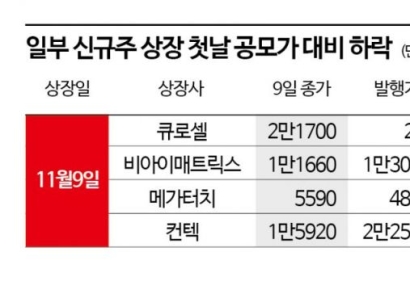 잘 나가던 새내기주, 흔들리는 상장 첫날 불패 신화