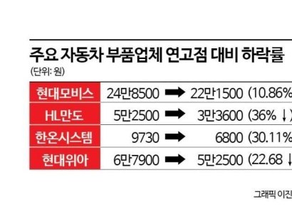 친환경차 수요 둔화 우려…자동차 부품주 '급제동'