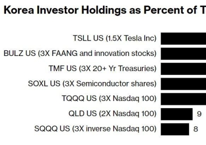 블룸버그 "인생 한 방…韓 개미들, 美레버리지 ETF 각광"