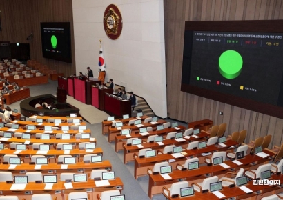 [포토] '대장동 50억 클럽' 특검법 국회 통과…與 표결 불참