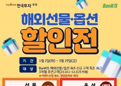 한국투자증권, 신년 해외 선물·옵션 수수료 할인 이벤트