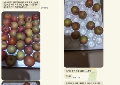 "아줌마라 보면 알아" 입 대기도 전에 '맹물 사과' 환불 요청한 고객