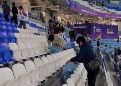 "한국 축구팬, 일본 존경해서 경기장 청소"…日매체 황당 보도