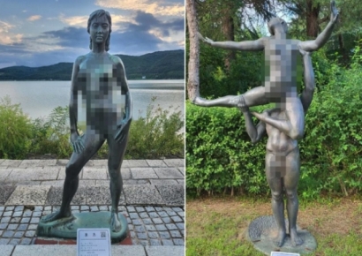 "너무 적나라하다" 민원 봇물…보문단지 나체조각상, 결국 철거