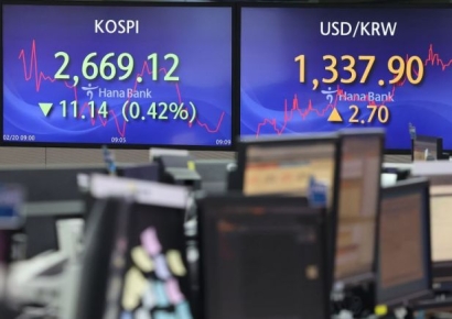 코스피, 기관 매도세에 하락…2650선 마감