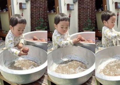  "몸짓도 표정도 할머니"…집안일 돕는 3살 남아 일본서 화제